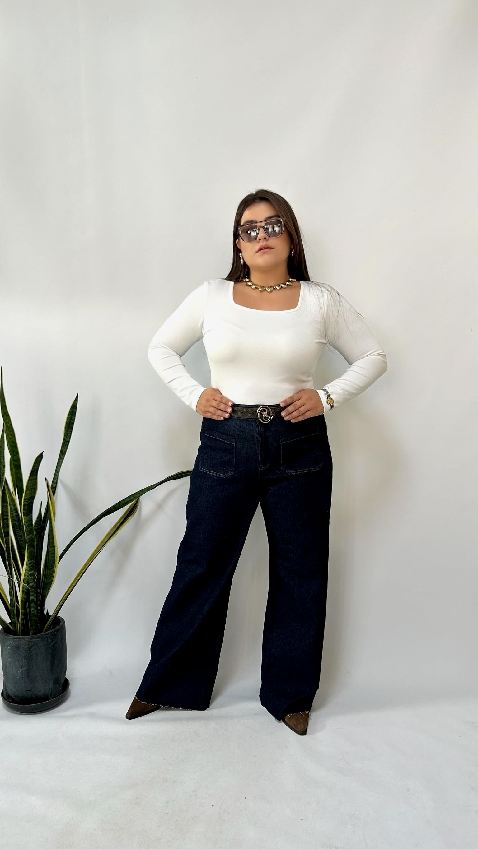 Cep Detaylı Likralı Palazzo Jean 