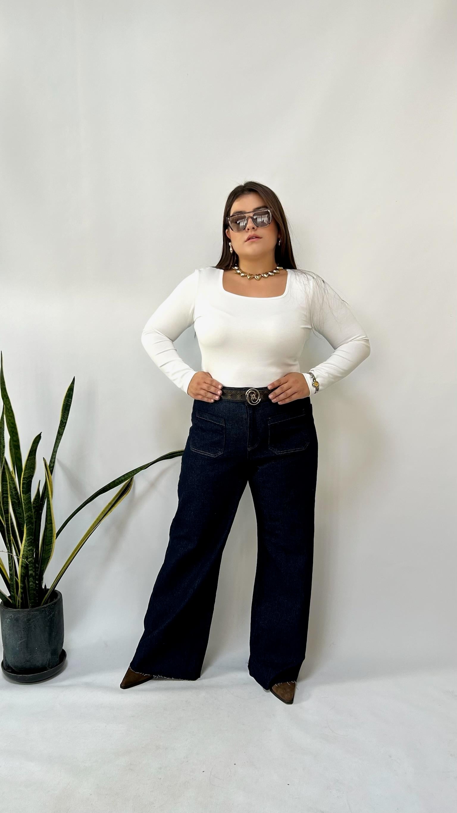 Kare Yaka Modal Kumaş Bluz 