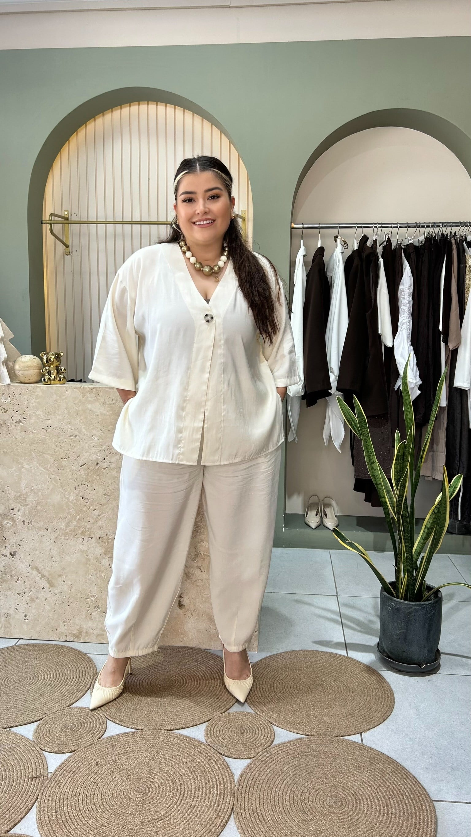 Krem Tencel Takım