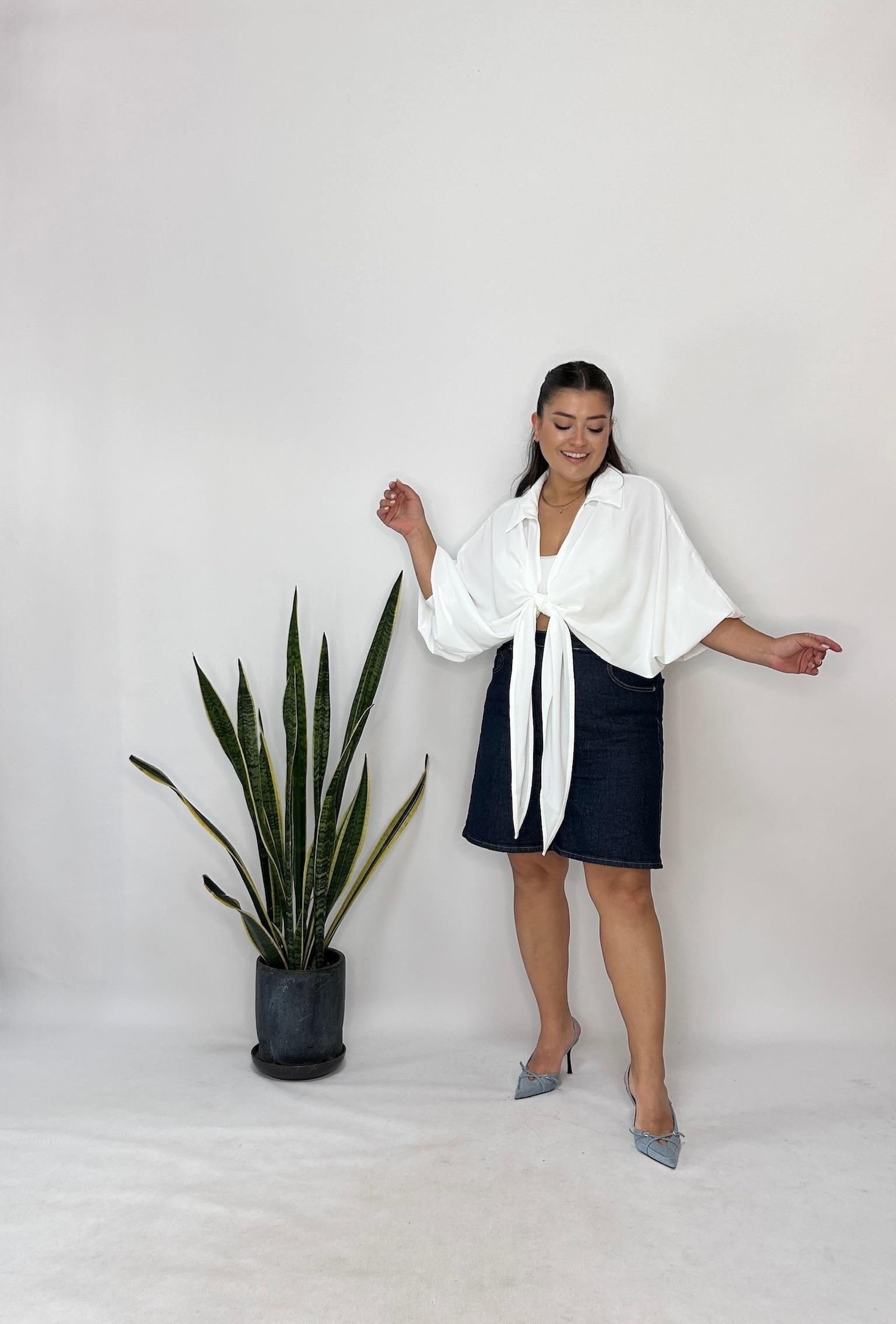 Lacivert Likralı Denim Şort