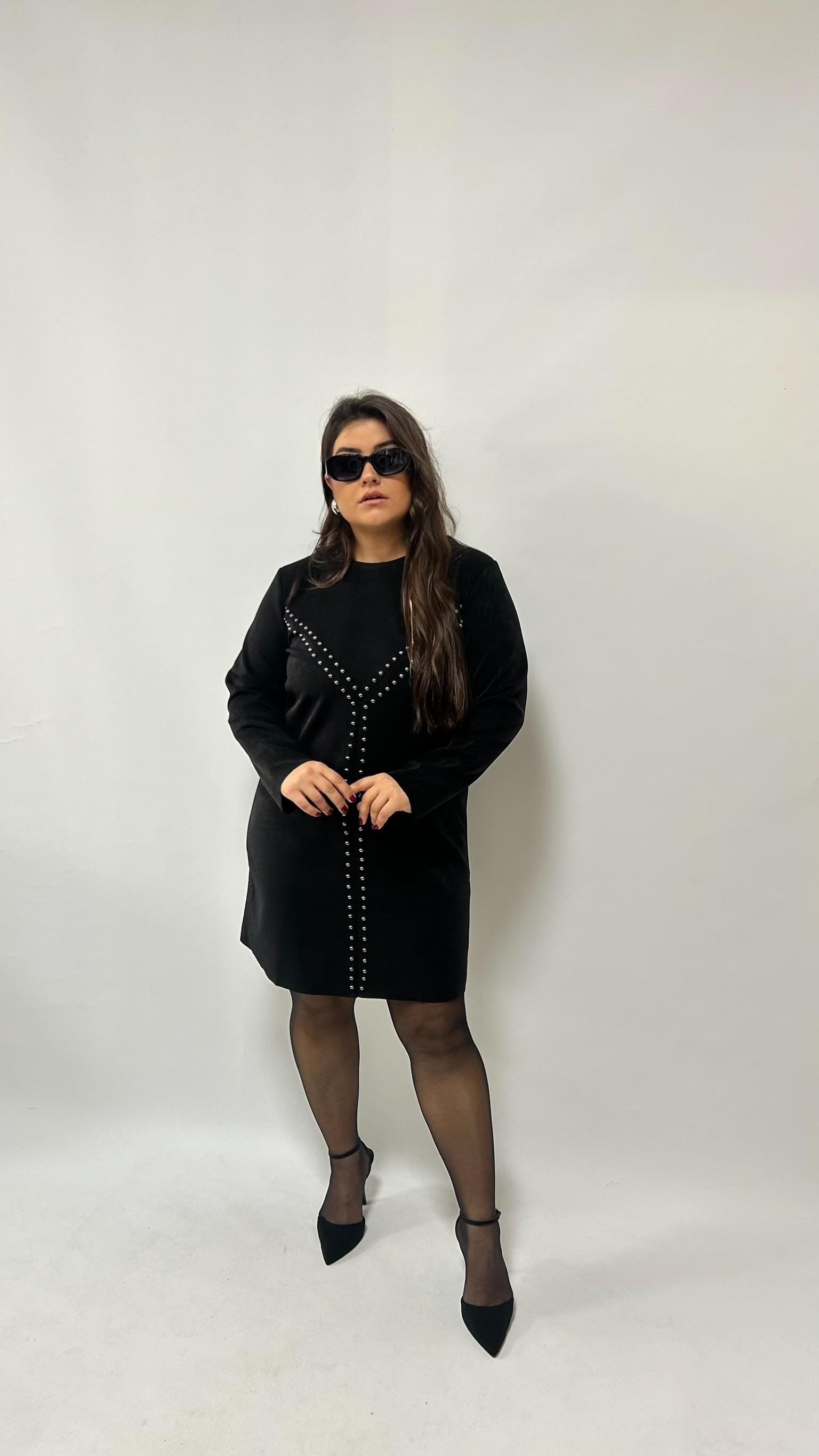 Nubuk Zımba Detay Elbise 