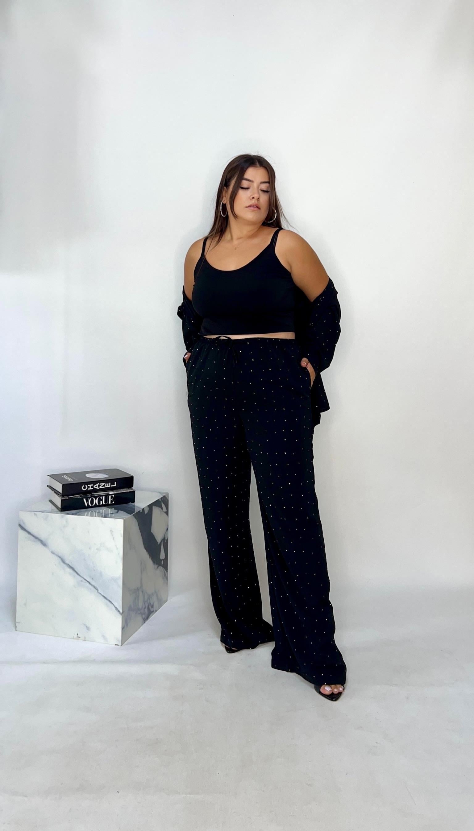 Premium Taşlı Palazzo Pantolon 