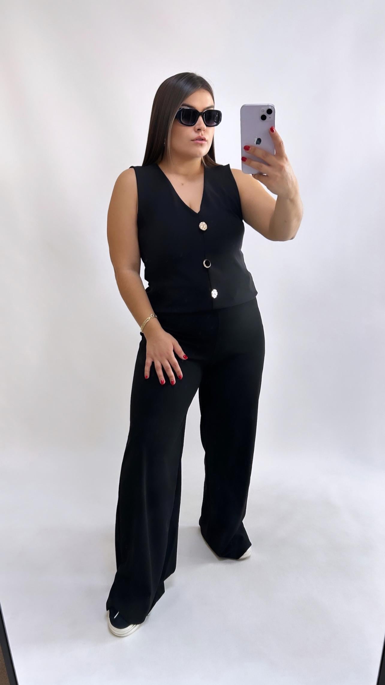 Sihirli Siyah Palazzo Pantolon 