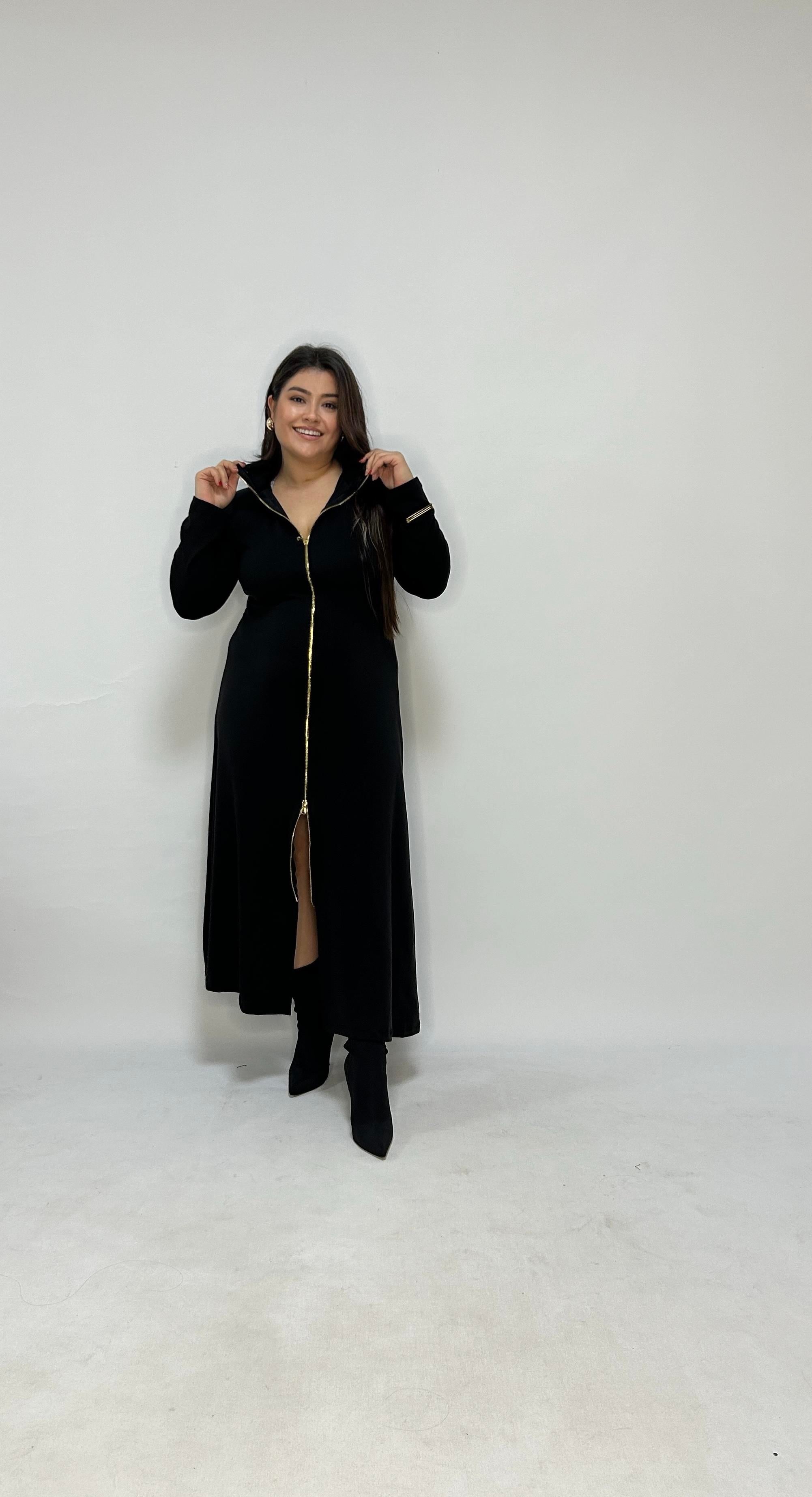 Siyah Fermuarlı Elbise