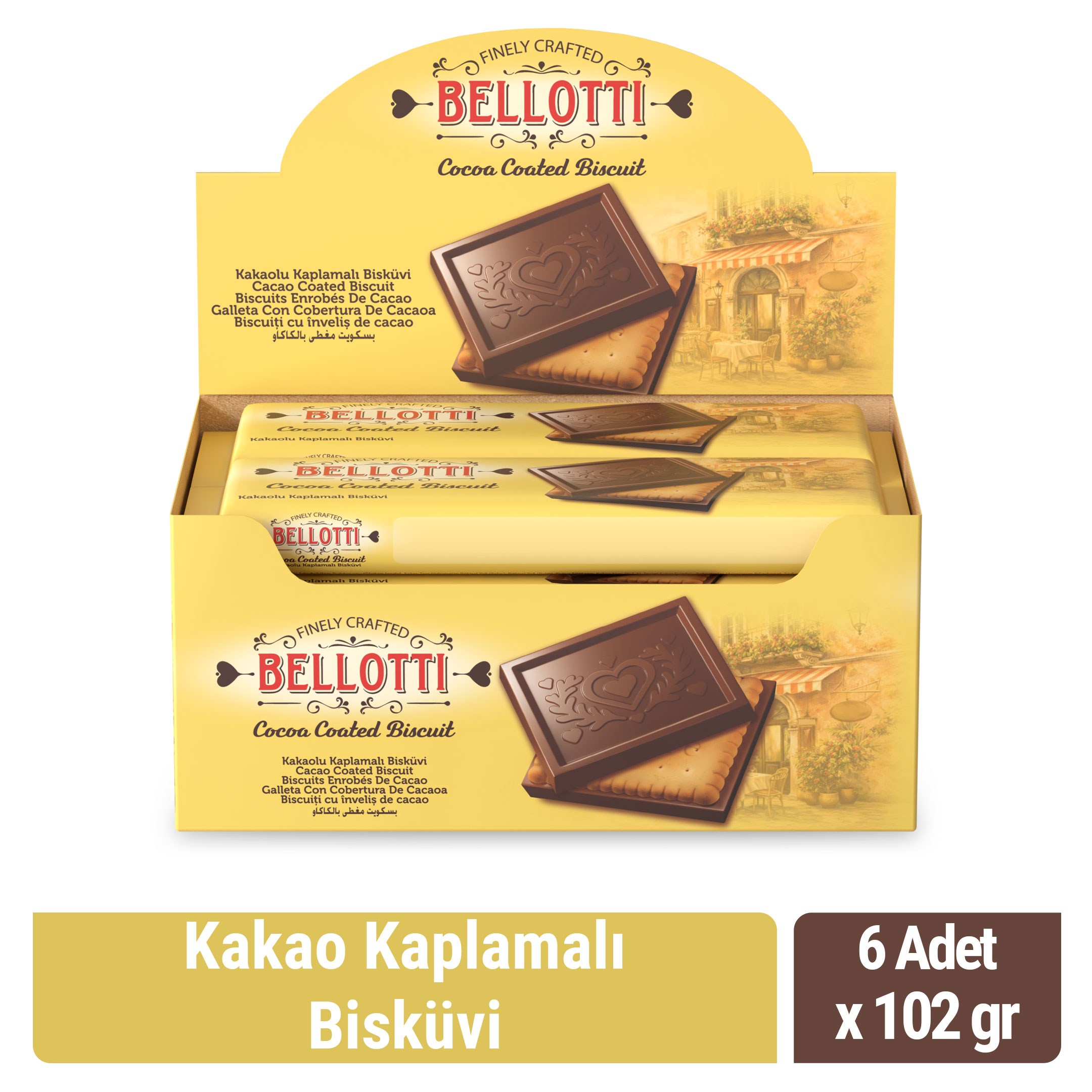 Bellotti Kakao Kaplamalı Bisküvi 102 gr x 6 Adet