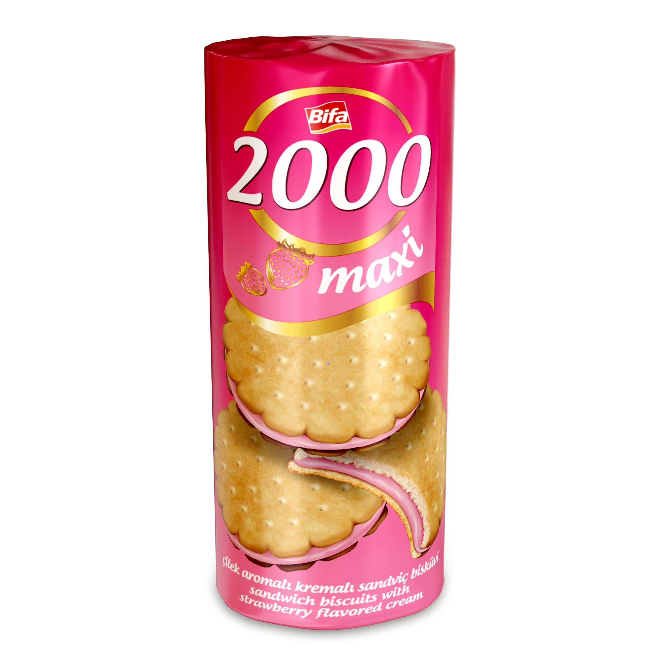 Bifa 2000 Çilekli Kremalı Sandviç Bisküvi 500gr