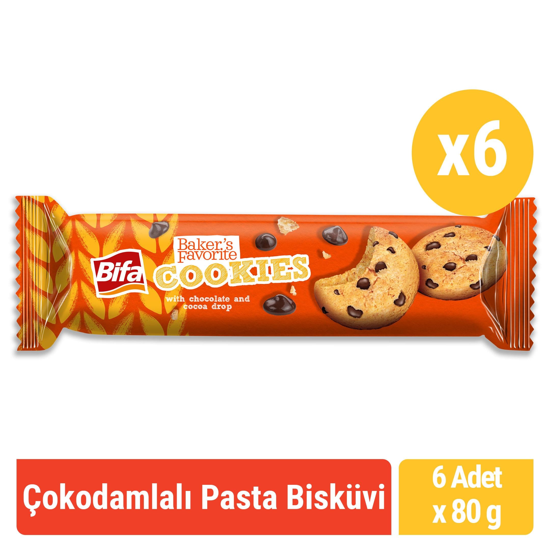 Bifa Bakers Favorite Sütlü Çikolata ve Kakaolu Damlalı Pasta Bisküvi 80 gr x 6 Adet
