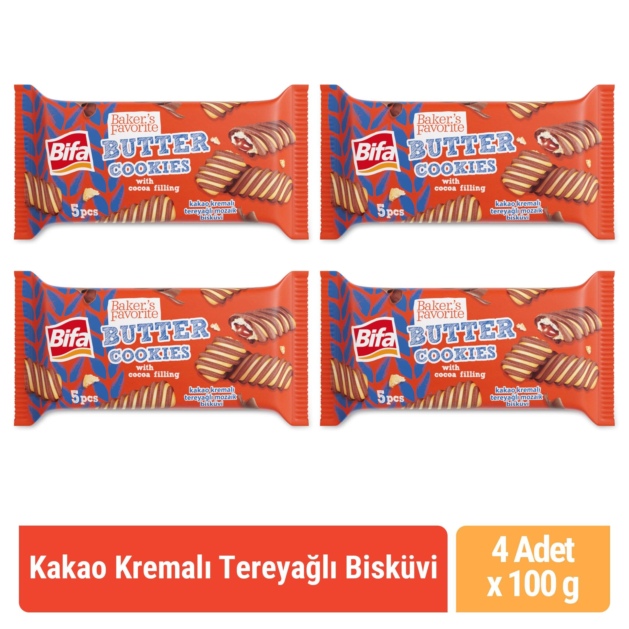 Bifa Bakers Favorite Tereyağlı Bisküvi Kakao Kremalı 100 gr x 4 adet