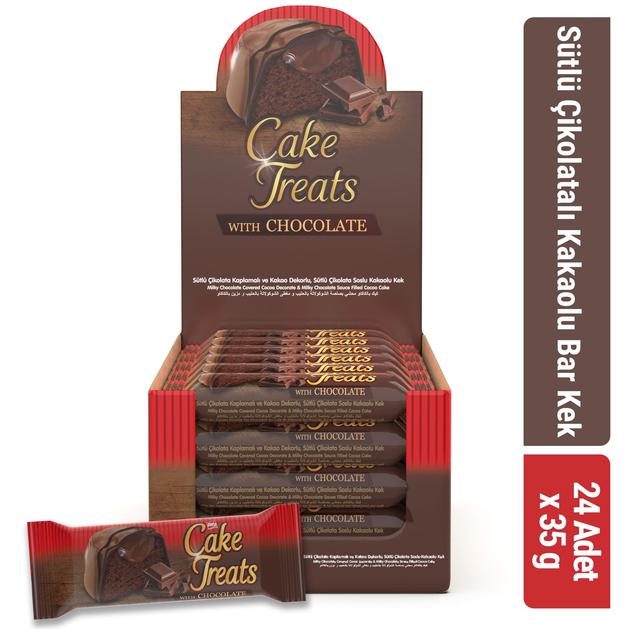 Bifa Cake Treats Sütlü Çikolatalı Kakaolu Bar Kek 35 gr x 24 adet