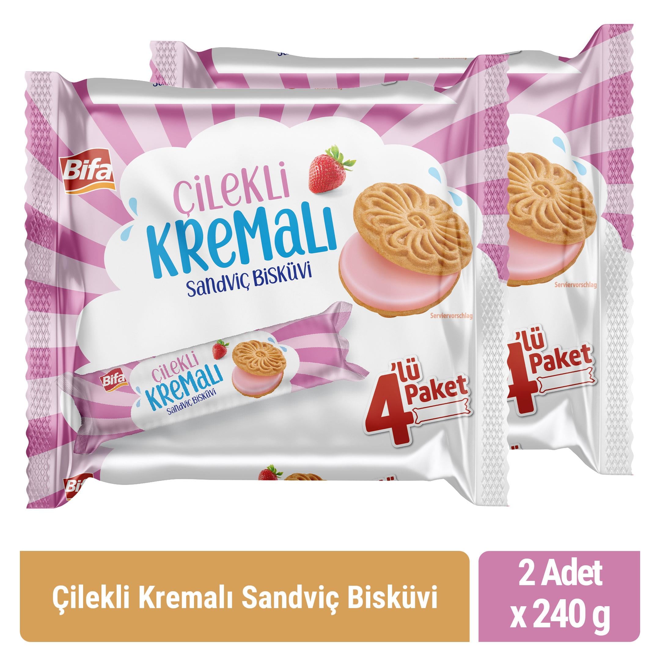 Bifa Çilekli Kremalı Sandviç Bisküvi 240 gr x 2 adet