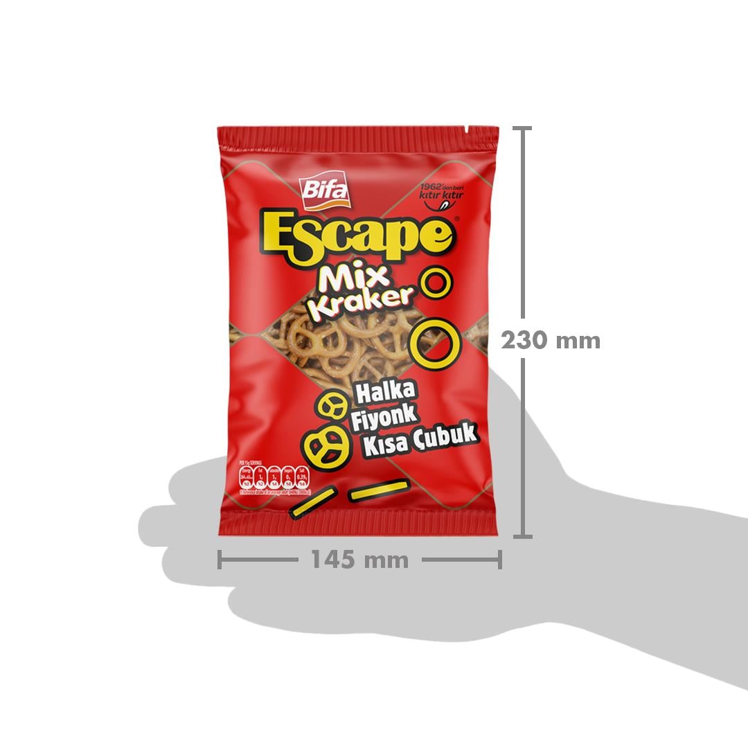Bifa Escape Mix Kraker Kısa Çubuk - Fiyonk - Halka 150 gr x 3 Adet