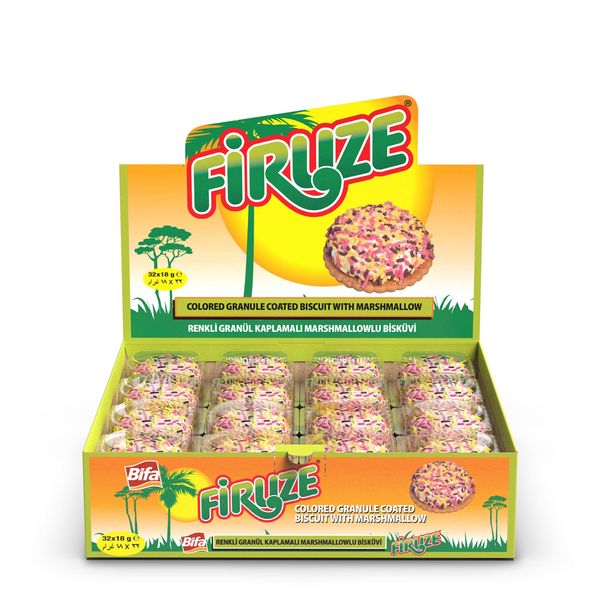 Bifa Firuze Renkli Granül Kaplamalı Marshmallowlu Bisküvi 18 gr x 32 Adet