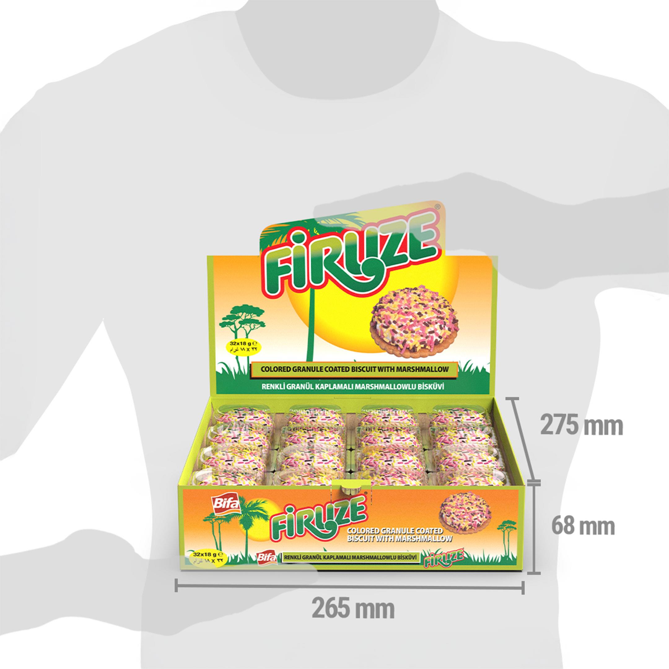 Bifa Firuze Renkli Granül Kaplamalı Marshmallowlu Bisküvi 18 gr x 32 Adet