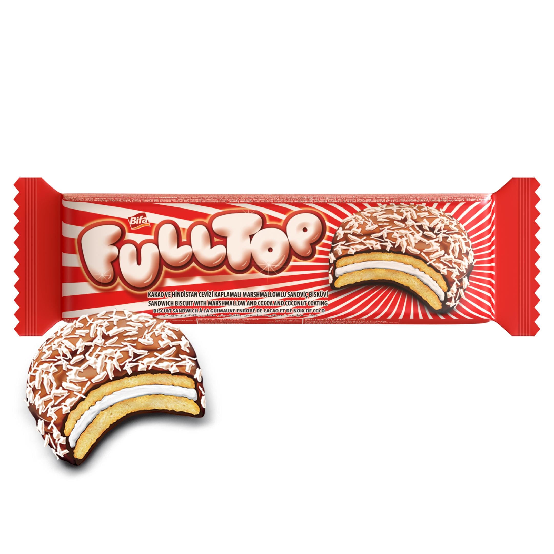 Bifa Fulltop Kakao Ve Hindistan Cevizi Kaplamalı Marshmallowlu Sandviç Bisküvi 50 gr x 24 Adet