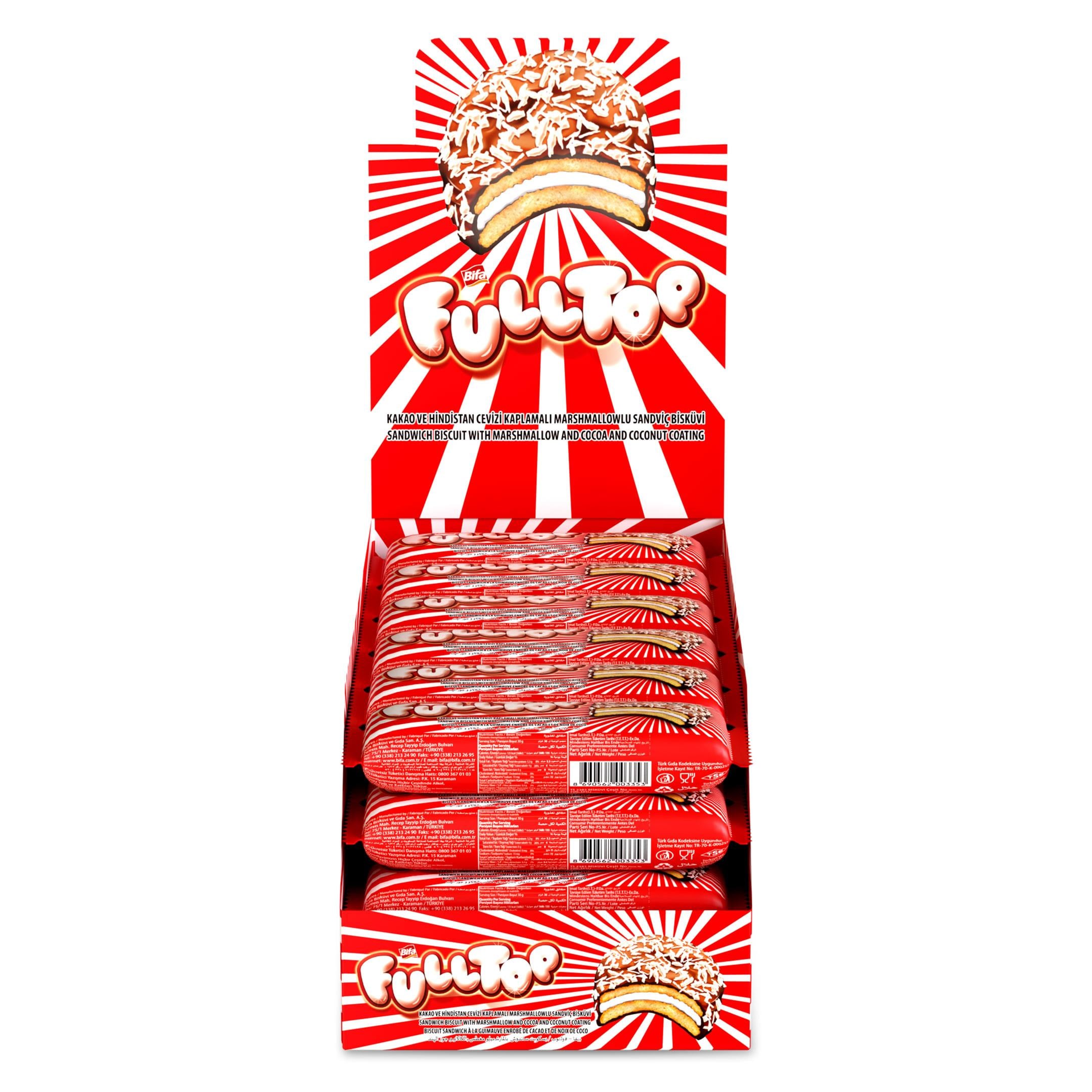 Bifa Fulltop Kakao Ve Hindistan Cevizi Kaplamalı Marshmallowlu Sandviç Bisküvi 50 gr x 24 Adet