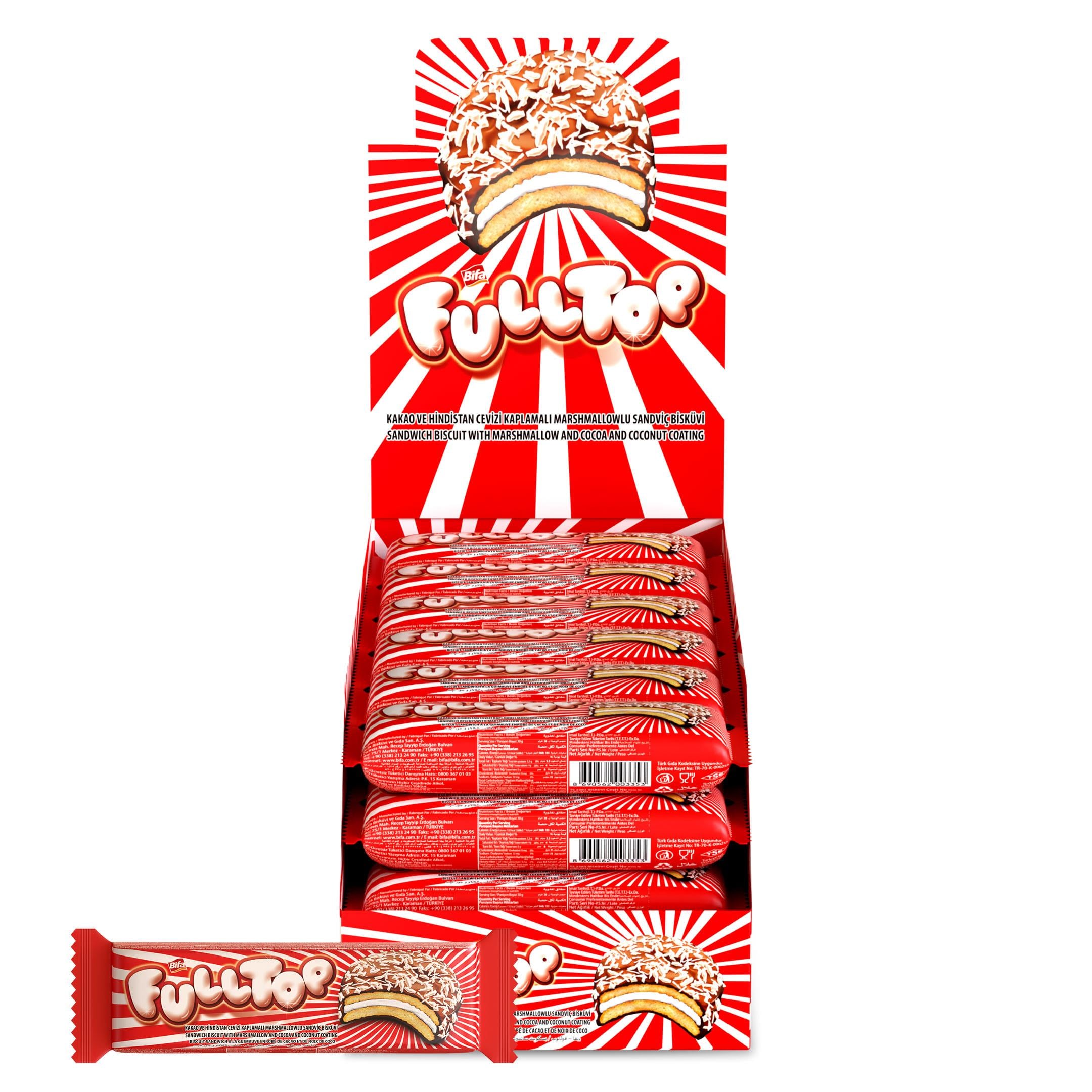 Bifa Fulltop Kakao Ve Hindistan Cevizi Kaplamalı Marshmallowlu Sandviç Bisküvi 50 gr x 24 Adet