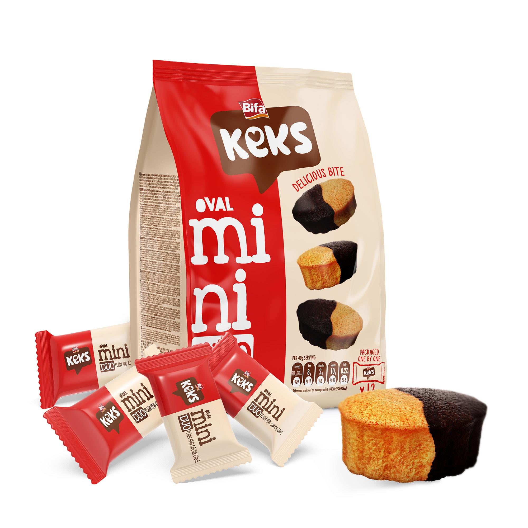 Bifa Keks Mini Oval Cake Plain and Cocoa 170 g x 2 Pieces