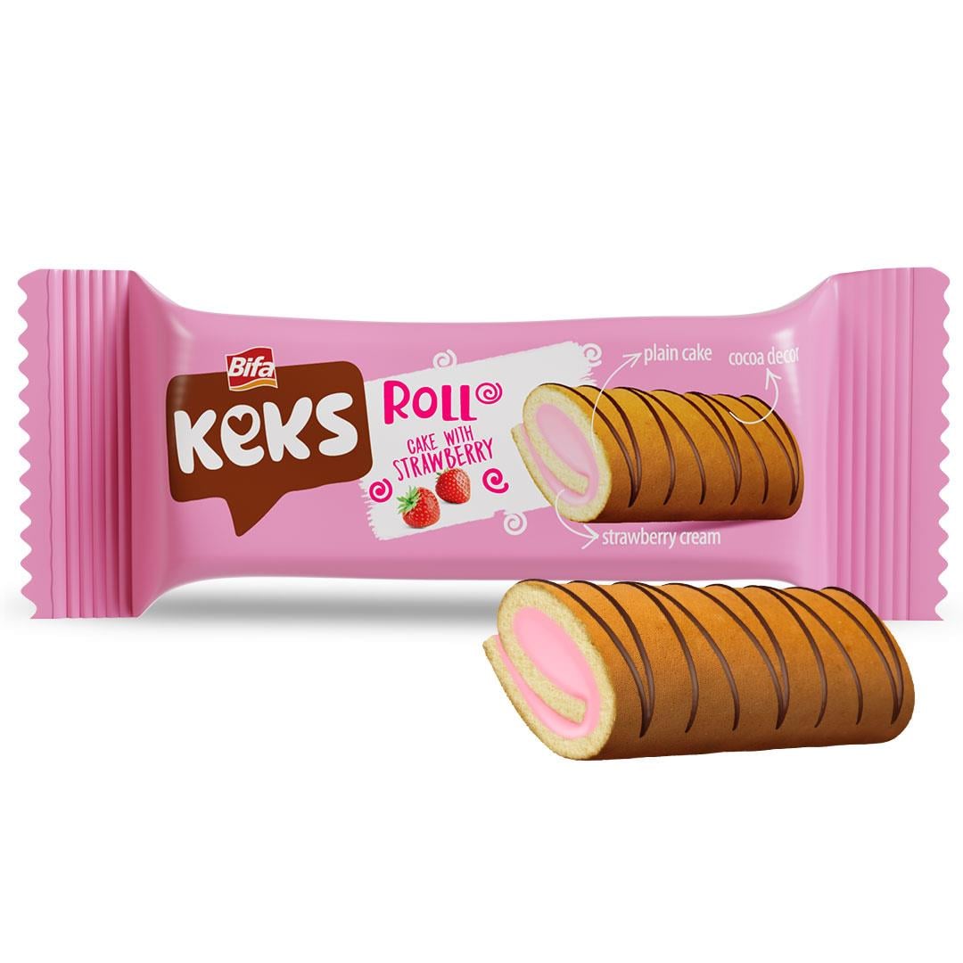 Bifa Keks Roll Cake Strawberry 40 gr x 24 pieces