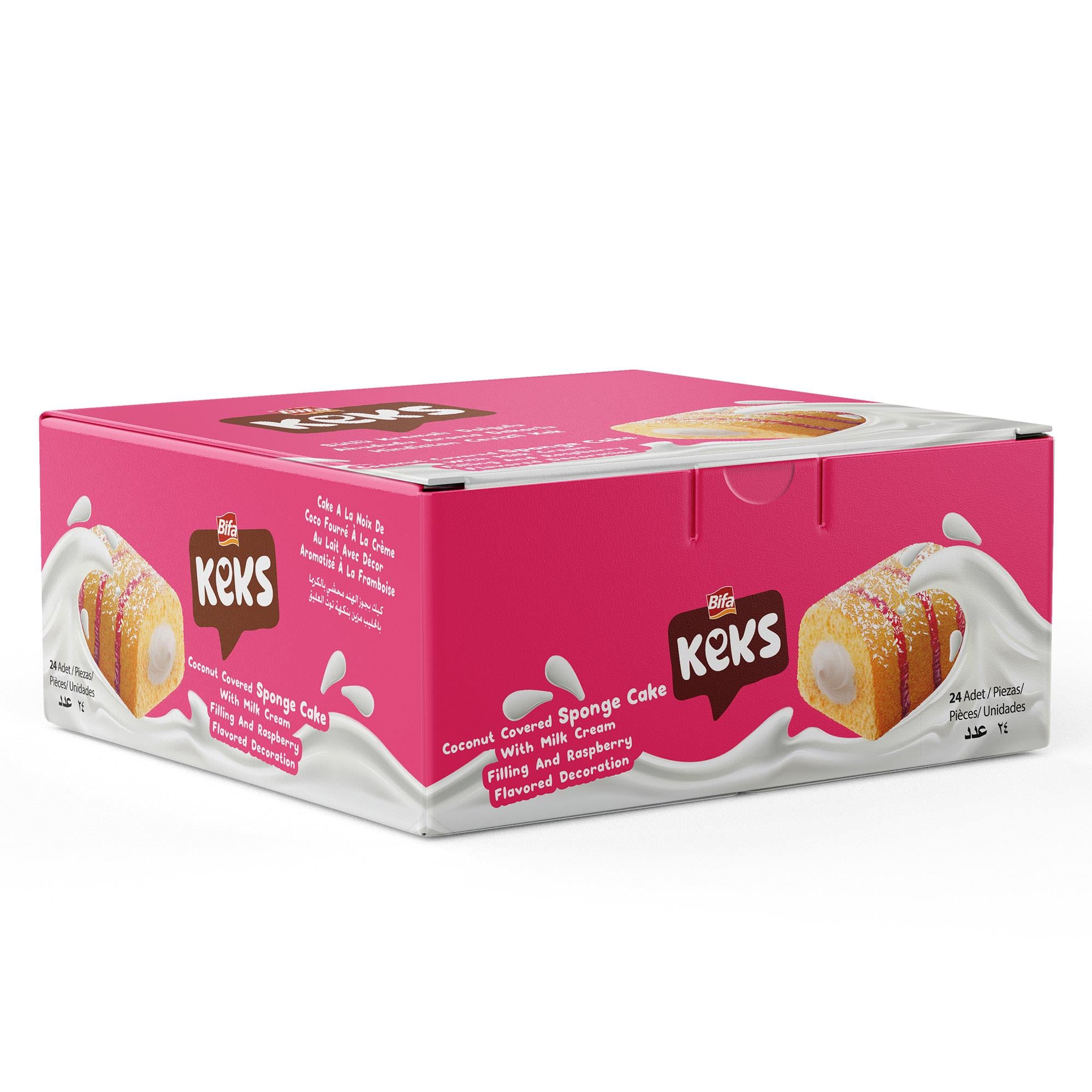 Bifa Keks Sponge Cake with Raspberry and Coconut 45 gr x 24 pieces