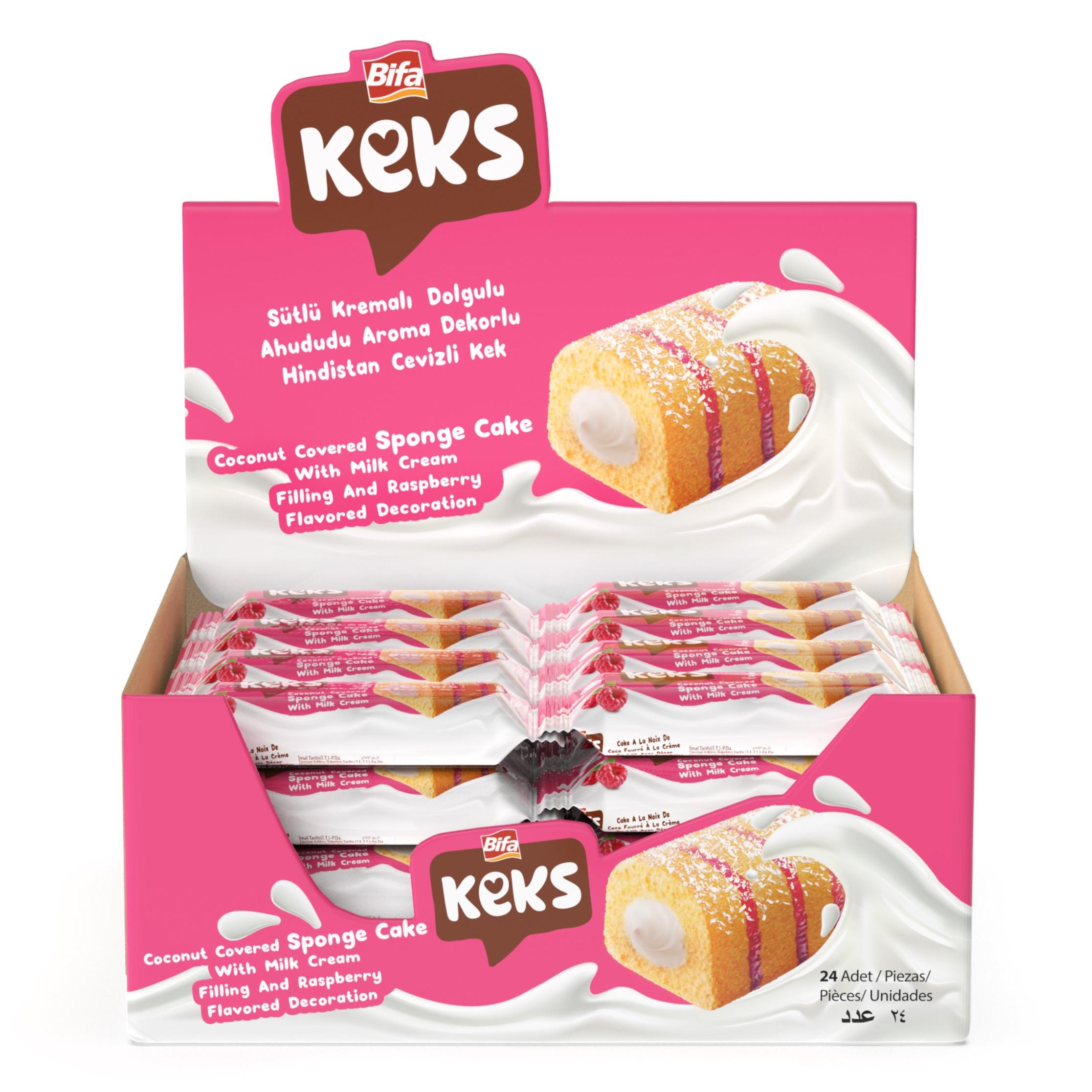 Bifa Keks Sponge Cake with Raspberry and Coconut 45 gr x 24 pieces