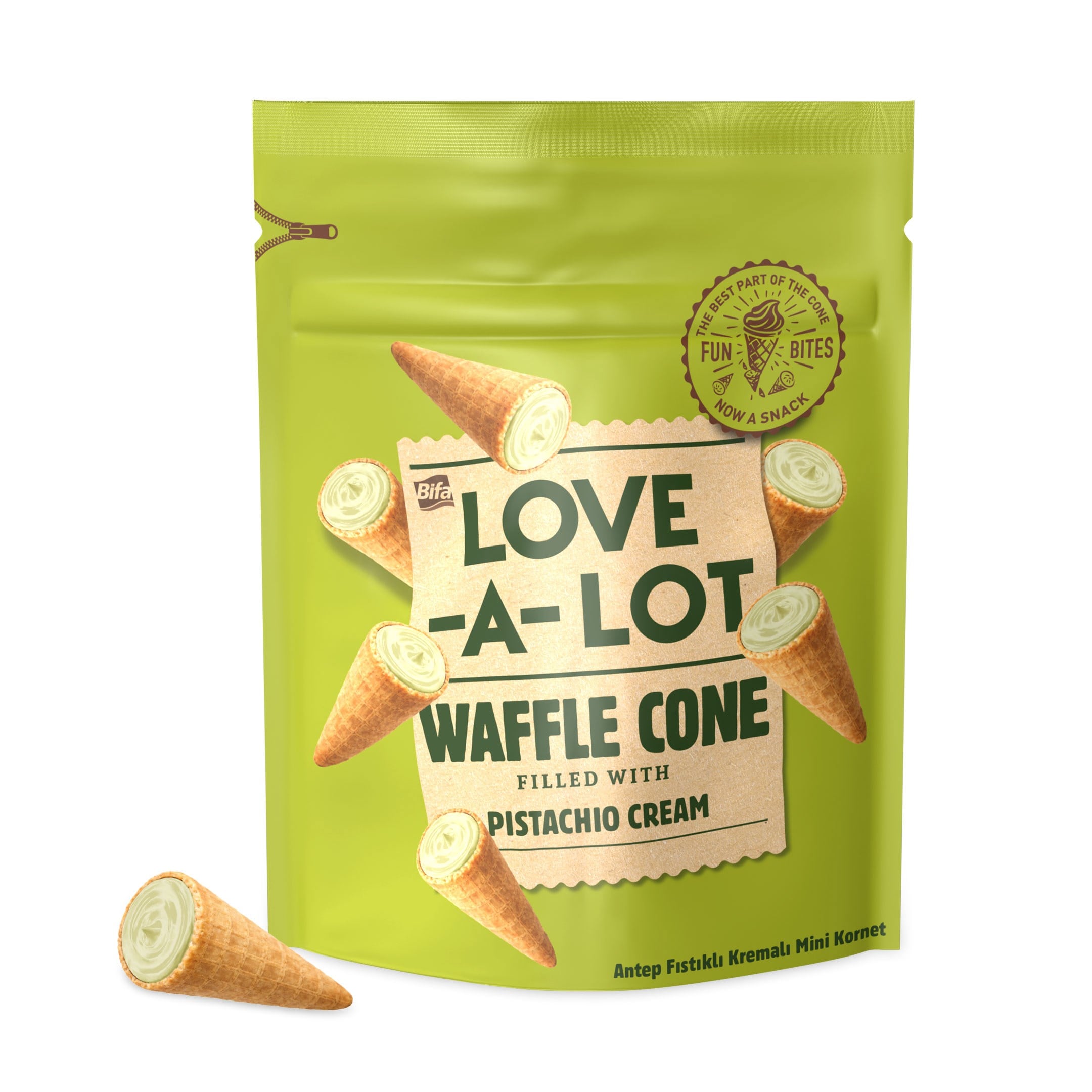 Love-A-Lot Antep Fıstıklı Kremalı Mini Kornet 55 gr x 2 Adet