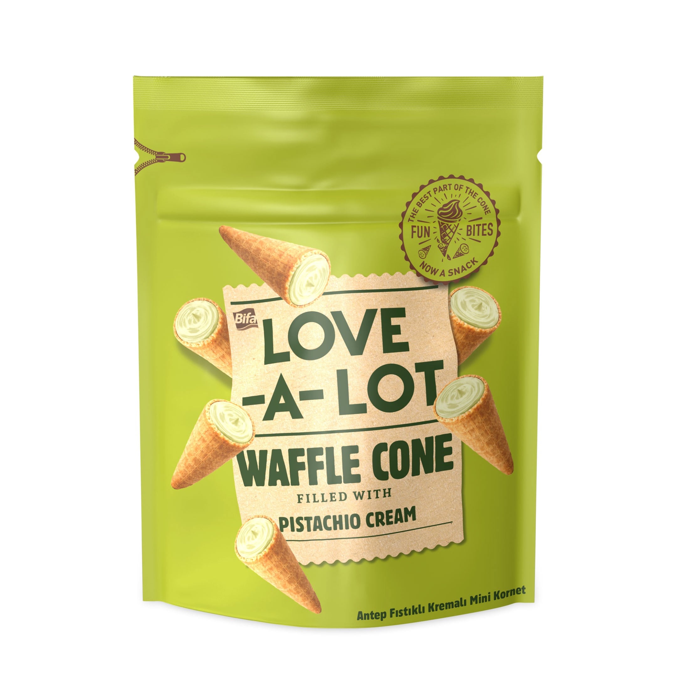 Love-A-Lot Antep Fıstıklı Kremalı Mini Kornet 55 gr x 2 Adet
