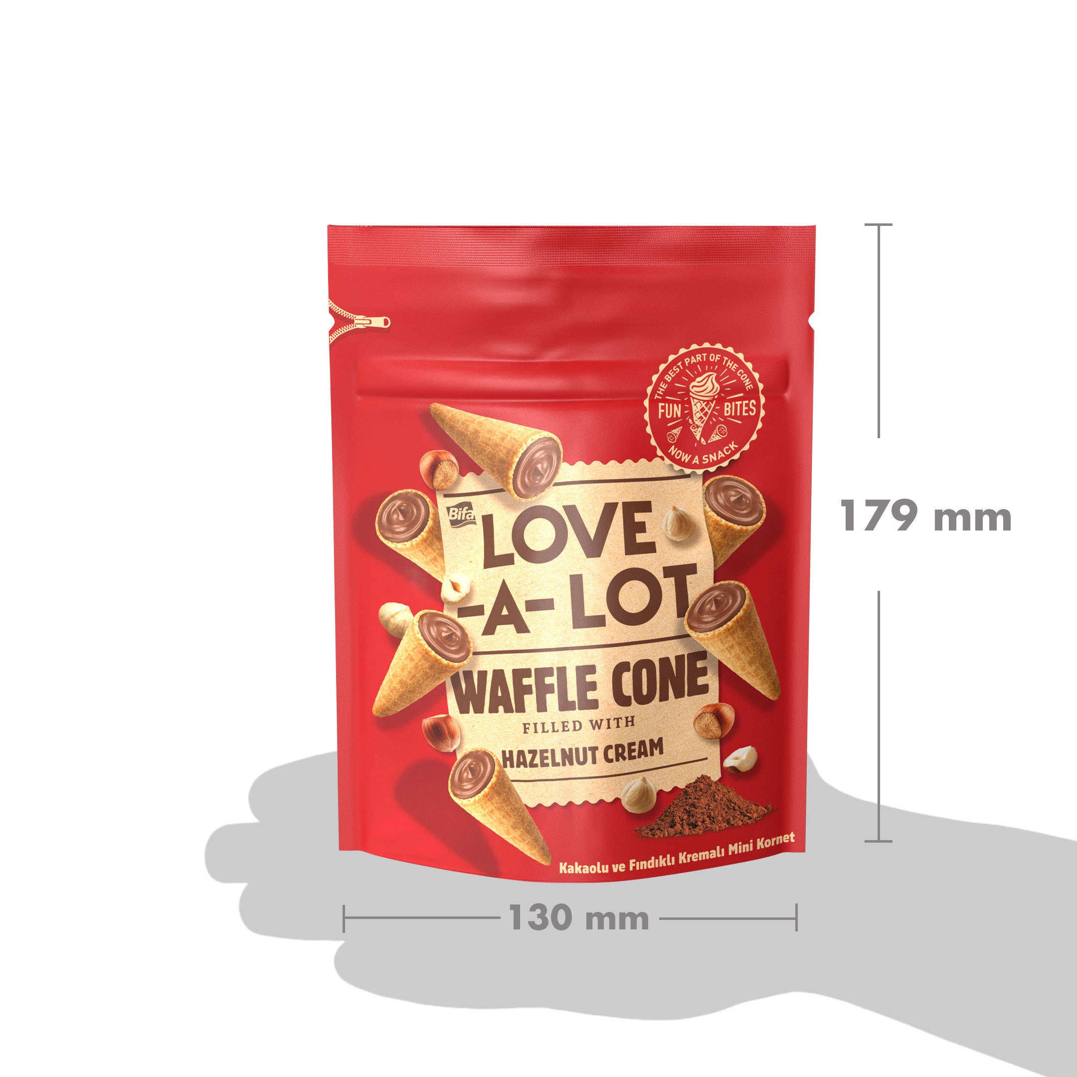 Love-A-Lot Kakaolu ve Fındıklı Kremalı Mini Kornet 55 gr x 2 Adet