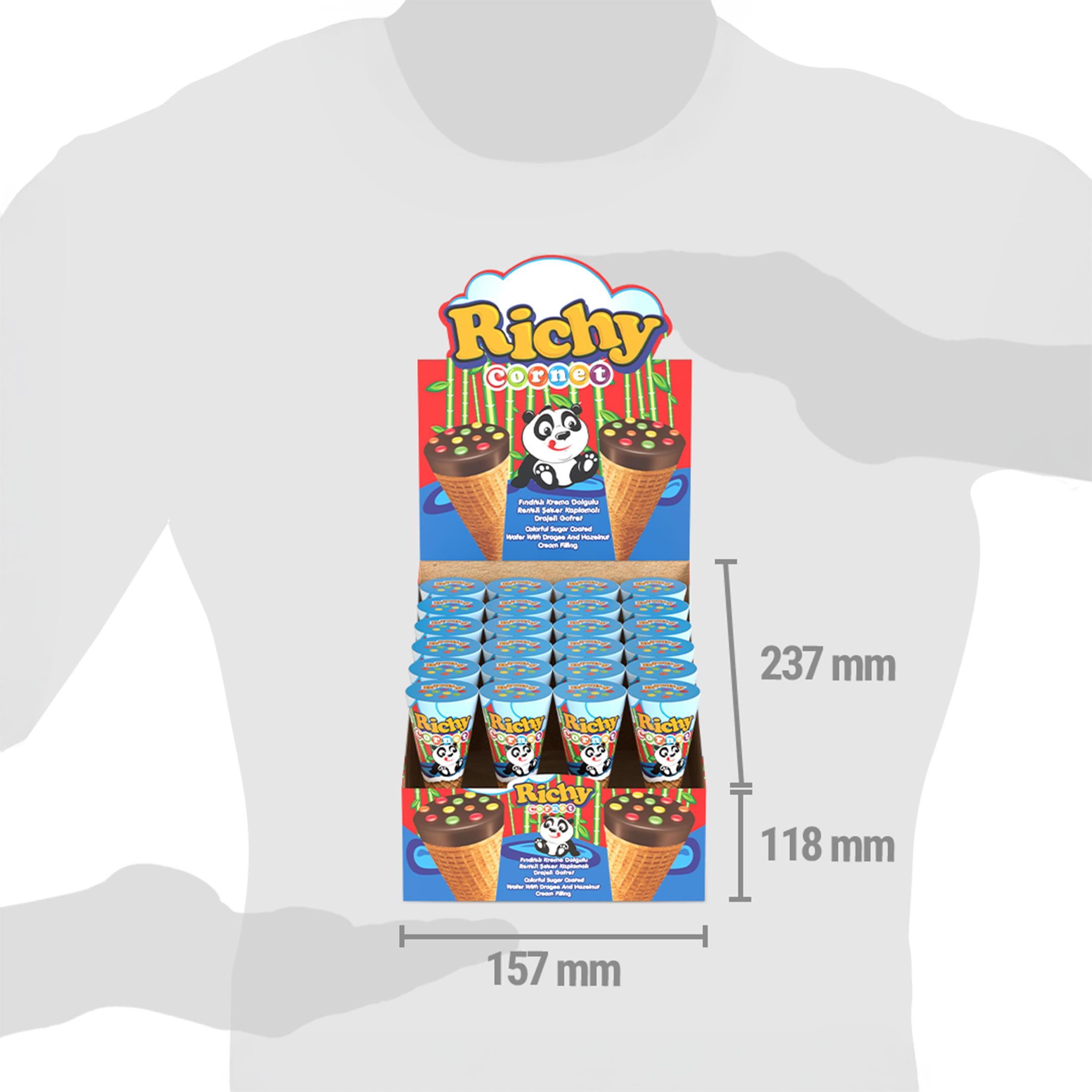 Bifa Richy Kornet Drajeli Fındık Krema Dolgulu Gofret 25 gr x 24 Adet