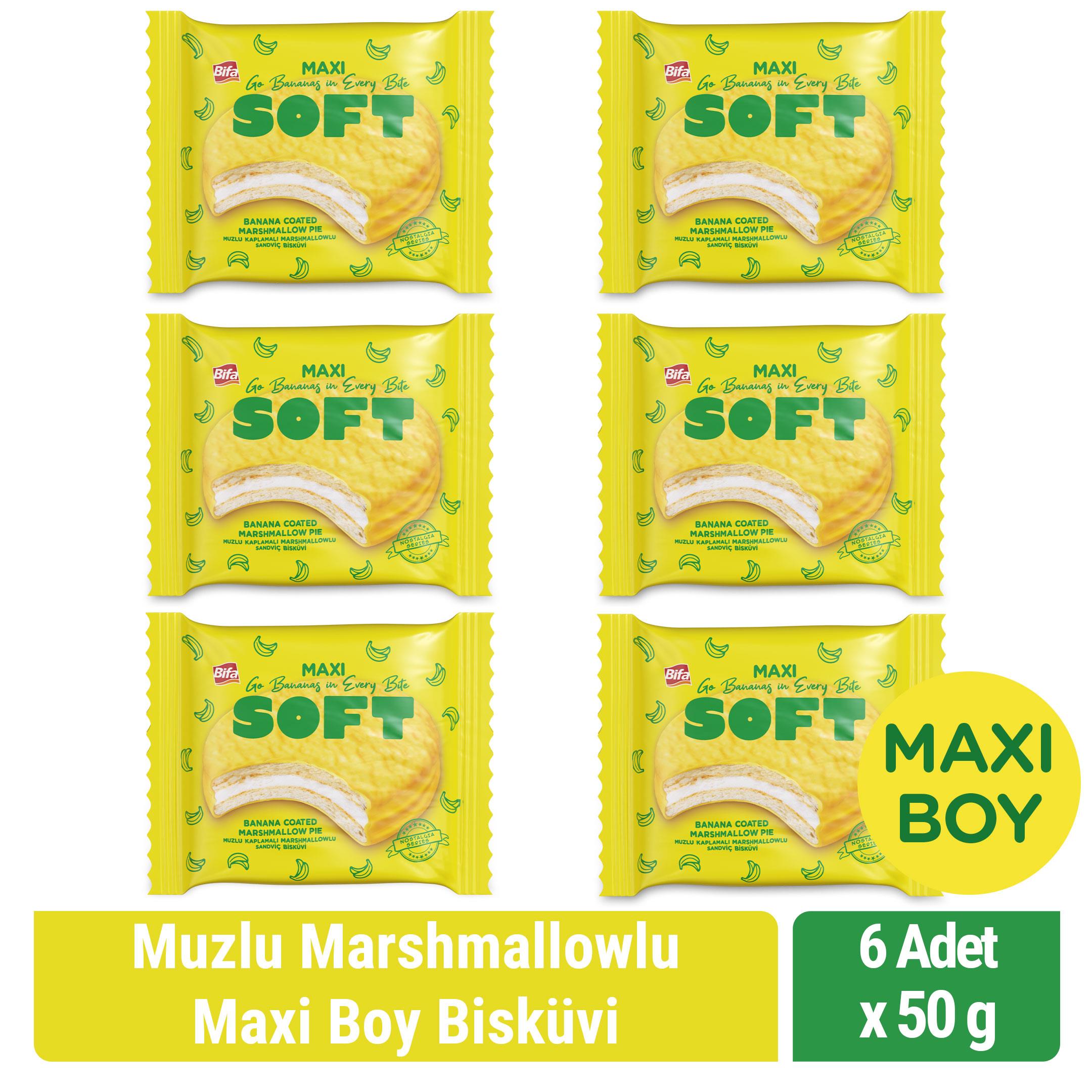 Bifa Soft Muzlu Marshmallowlu Maxi Boy Bisküvi 50 gr x 6 Adet