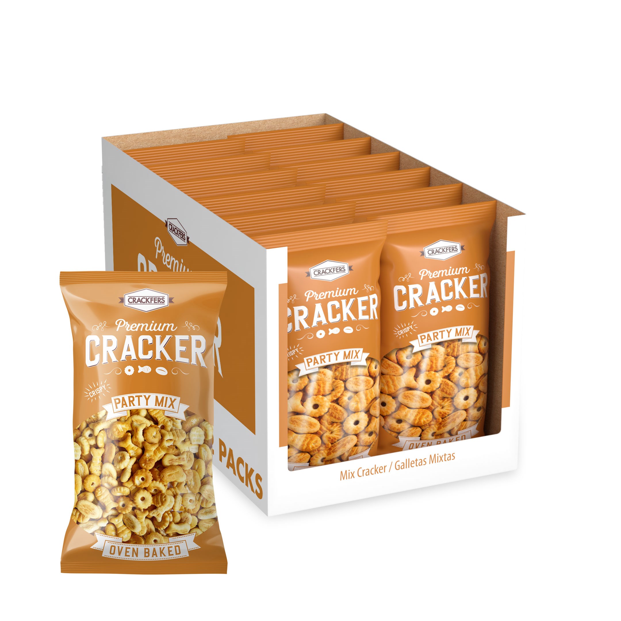 Crackfers Mix Maxi Boy Kraker - Balık - Nokta - Badem 300 gr x 12 Adet