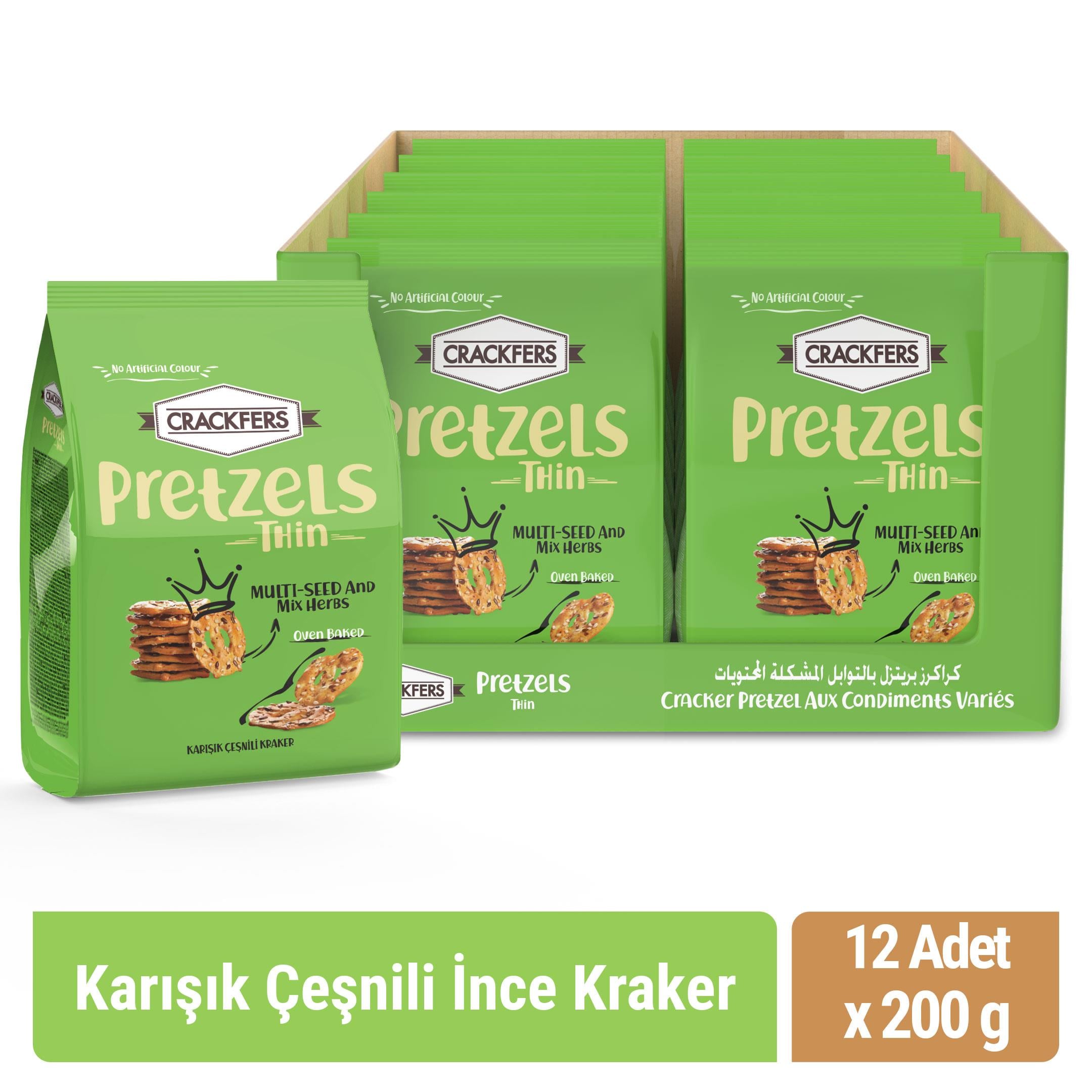 Crackfers Pretzel with Mixed Seasoning 200 g x 12 Pieces