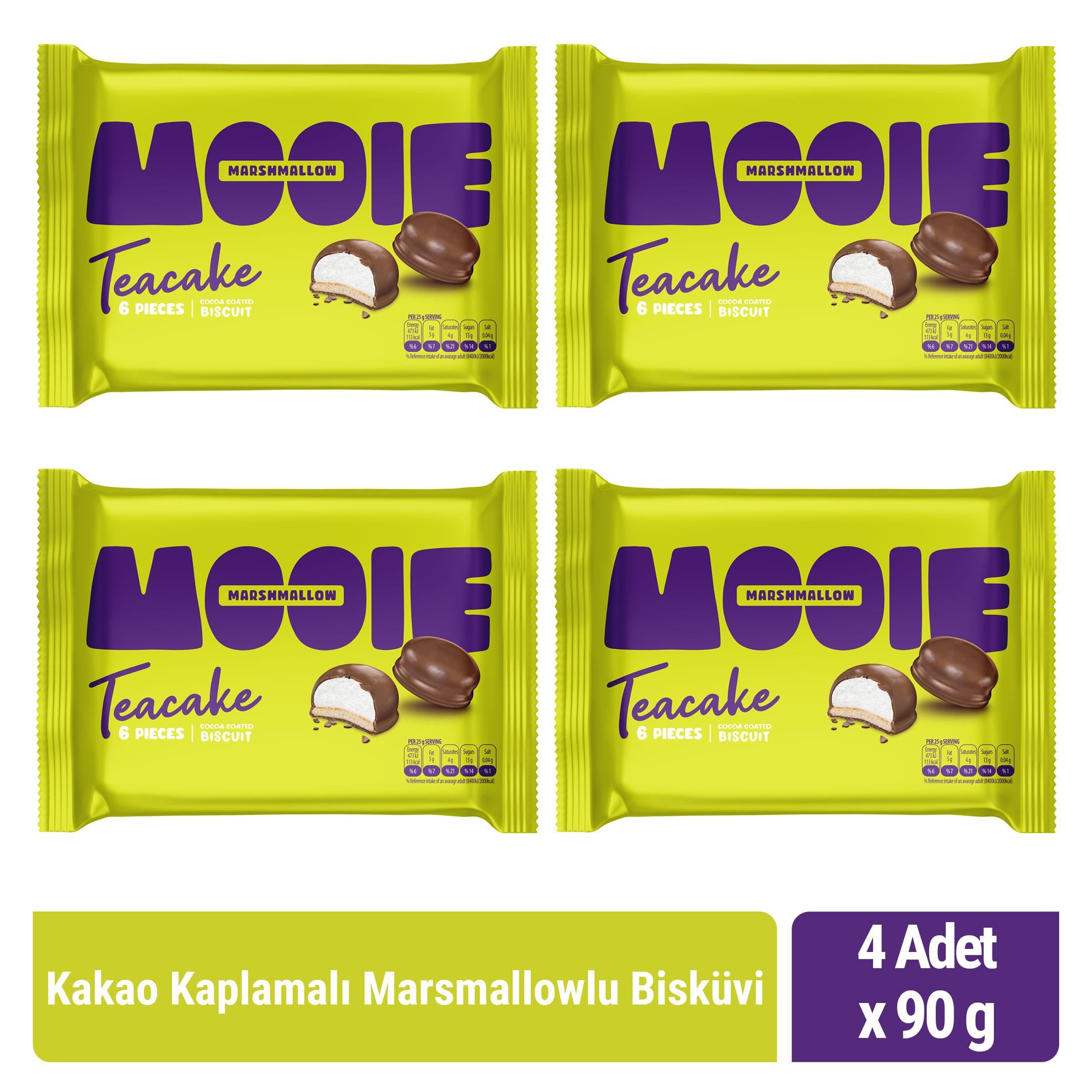 Mooie Kakao Kaplamalı Marshmallowlu Bisküvi 90 gr x 4 Adet