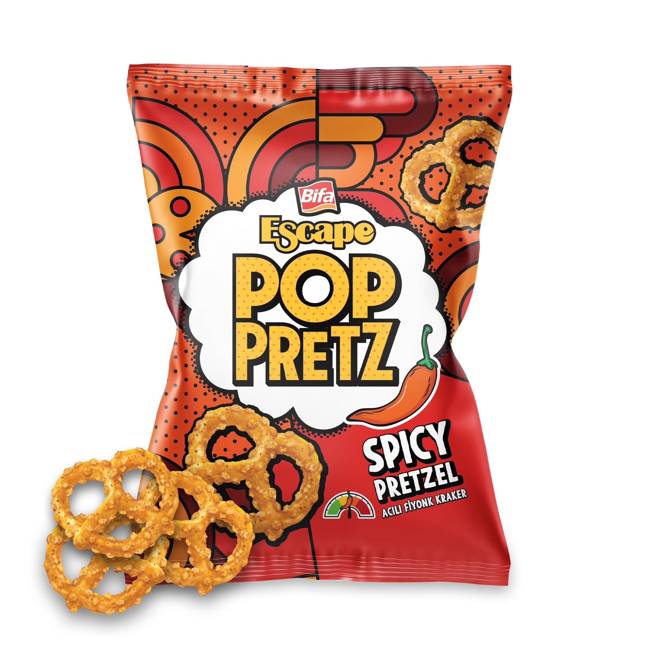 Poppretz Acılı Pretzel Kraker Acılı 50 gr x 24 Adet