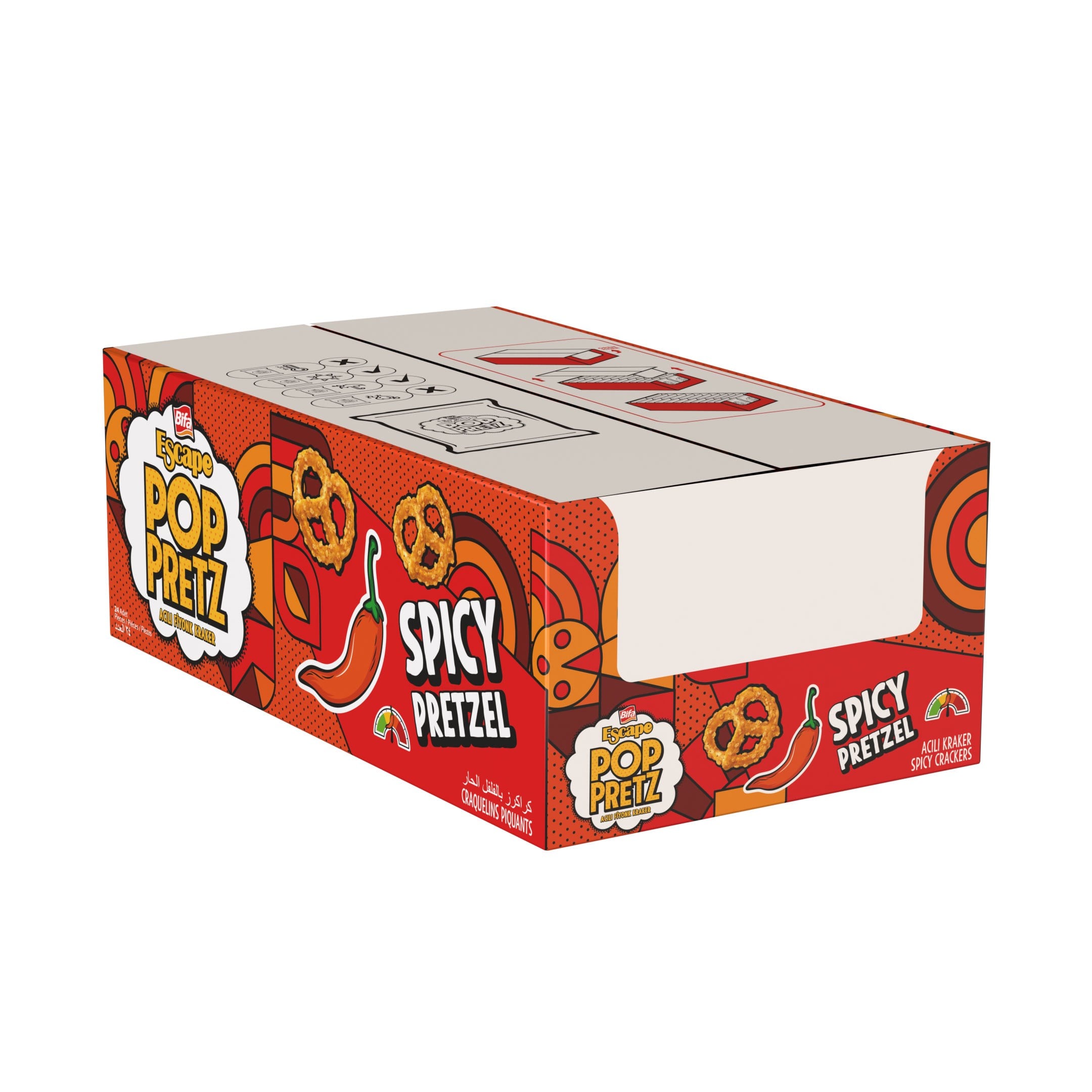 Poppretz Acılı Pretzel Kraker Acılı 50 gr x 24 Adet