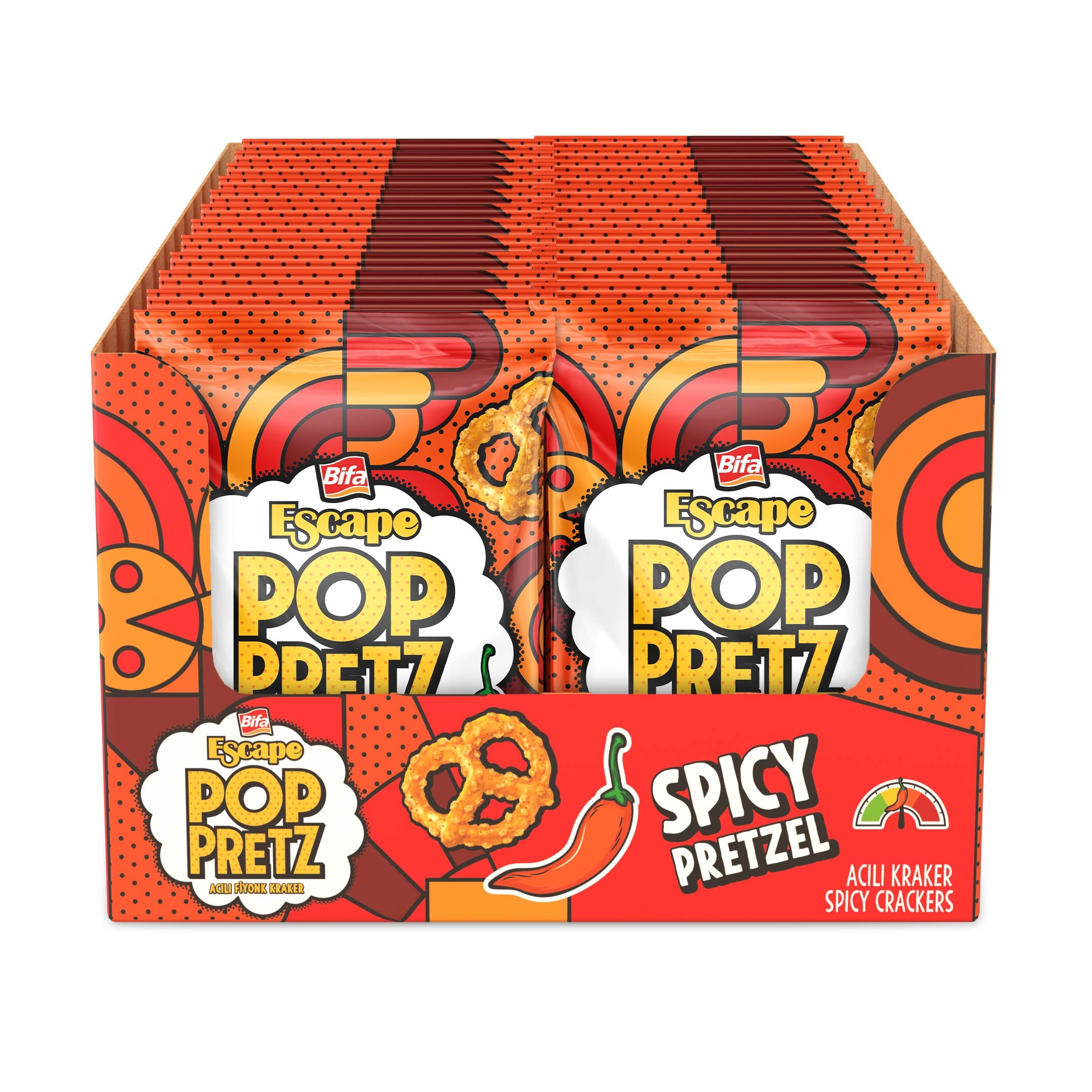 Poppretz Acılı Pretzel Kraker Acılı 50 gr x 24 Adet