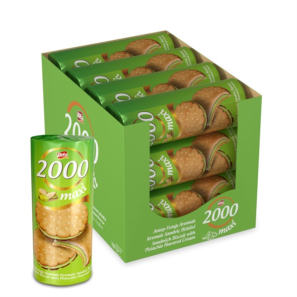 Bifa 2000 Antep Fıstıklı Kremalı Sandviç Bisküvi 500gr x 12 Adet