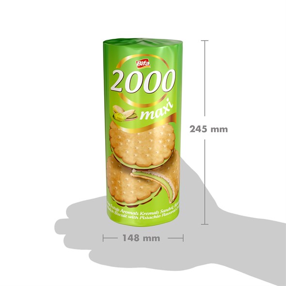 Bifa 2000 Antep Fıstıklı Kremalı Sandviç Bisküvi 500gr x 12 Adet