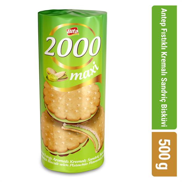 Bifa 2000 Antep Fıstıklı Kremalı Sandviç Bisküvi 500gr