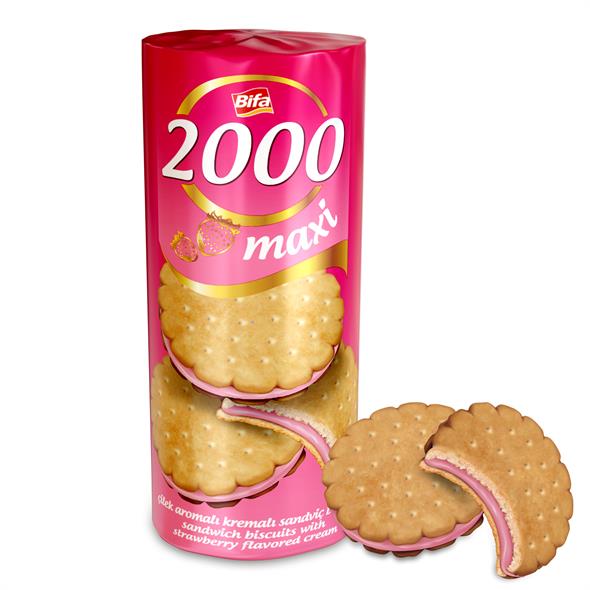 Bifa 2000 Çilekli Kremalı Sandviç Bisküvi 500gr