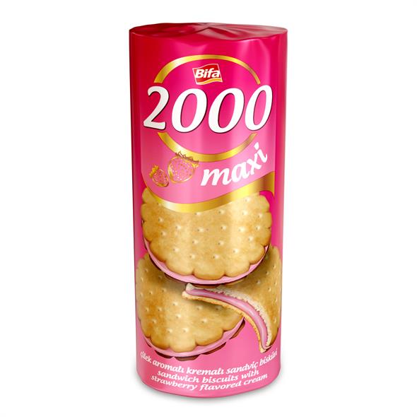 Bifa 2000 Çilekli Kremalı Sandviç Bisküvi 500gr