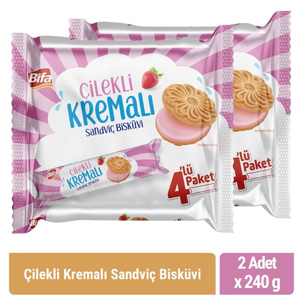 Bifa Çilekli Kremalı Sandviç Bisküvi 240 gr x 2 adet