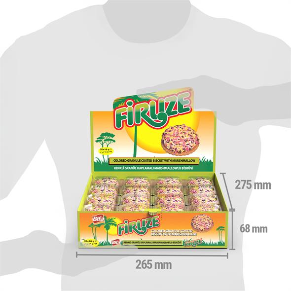 Bifa Firuze Renkli Granül Kaplamalı Marshmallowlu Bisküvi 18 gr x 32 Adet