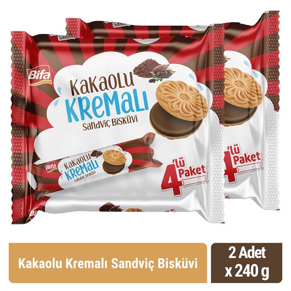 Bifa Kakaolu Kremalı Sandviç Bisküvi 240 gr x 2 adet