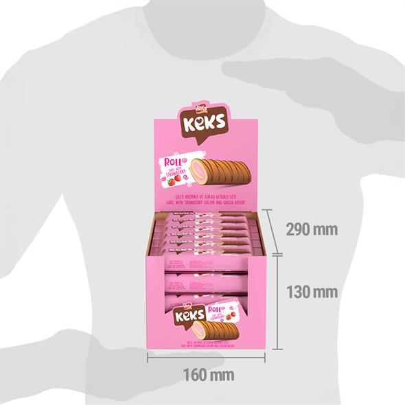 Bifa Keks Çilek Kremalı Ve Kakao Dekorlu Rulo Kek 55 gr x 24 Adet
