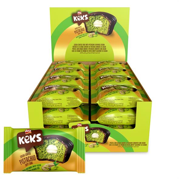 Bifa Keks Cupy Kek Kakao Kaplamalı Antep Fıstığı Aromalı Kremalı Kek 45 gr x 24 Adet