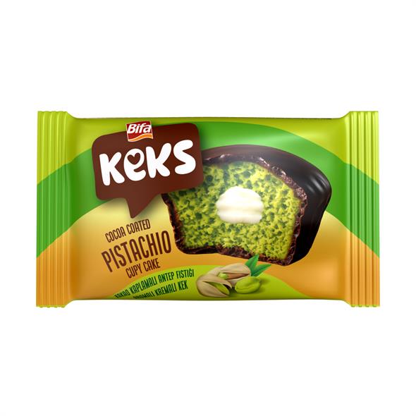 Bifa Keks Cupy Kek Kakao Kaplamalı Antep Fıstığı Aromalı Kremalı Kek 45 gr x 24 Adet
