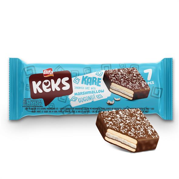 Bifa Keks Kare Hindistan Cevizli Marshmallowlu Sandviç Kek 175 gr x 2 Adet