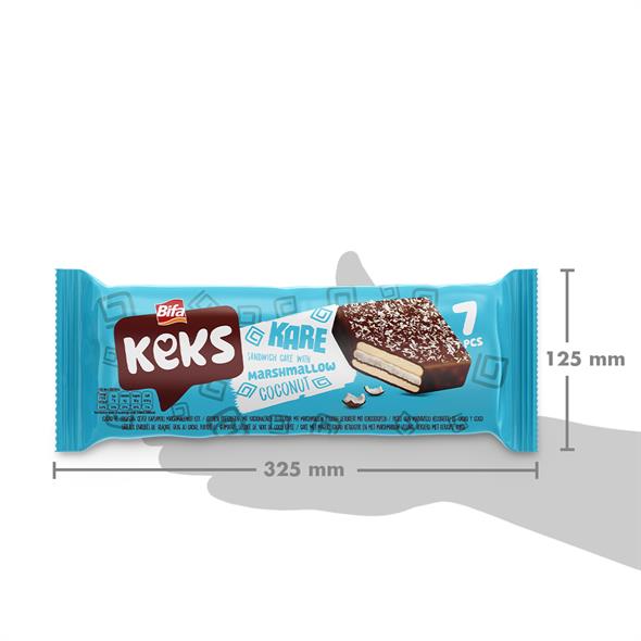 Bifa Keks Kare Hindistan Cevizli Marshmallowlu Sandviç Kek 175 gr x 2 Adet