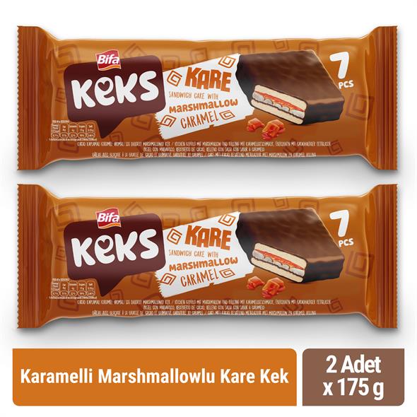 Bifa Keks Kare Karamelli Marshmallowlu Sandviç Kek175 gr x 2 Adet