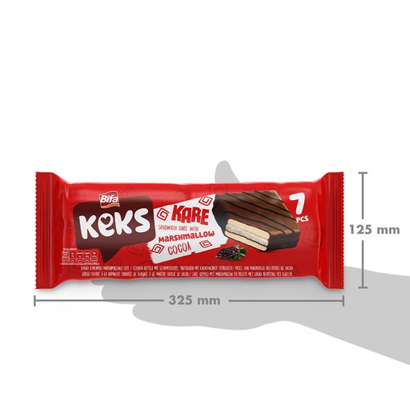 Bifa Keks Kare Kakaolu Marshmallowlu Sandviç Kek 175 gr x 2 Adet